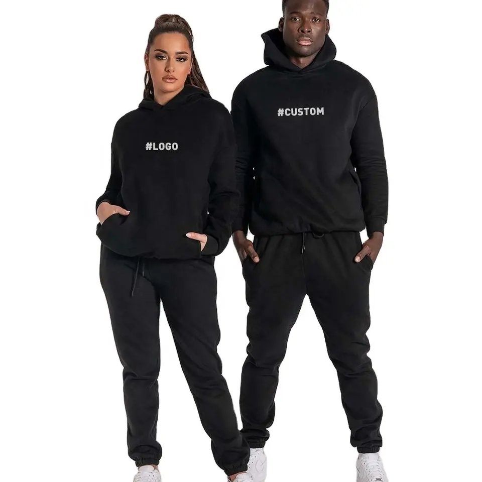 Men's Cotton Casual Sweatpants and Hoodie Set Loose Fit Street Wear Joggers Set Hip Hop Fashion Sweatsuit Man