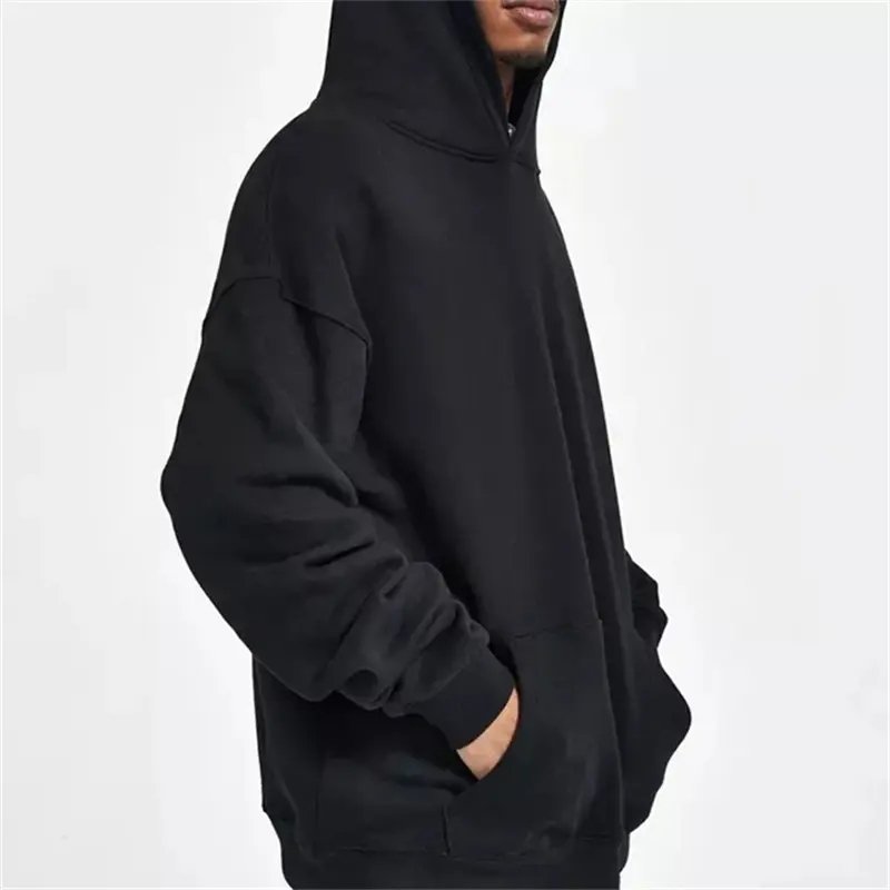 High Quality Drop Shoulder Mens Blank Hoodie No String French Terry Heavy 100% Cotton 430gsm Custom Oversized Hoody Sweatshirts