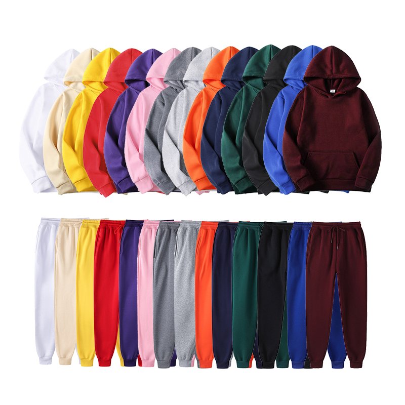 High Quality 100% Polyester Blank Unisex Hoodies Custom Hoodie Set