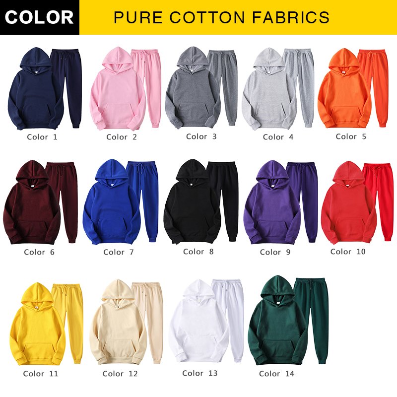 High Quality 100% Polyester Blank Unisex Hoodies Custom Hoodie Set