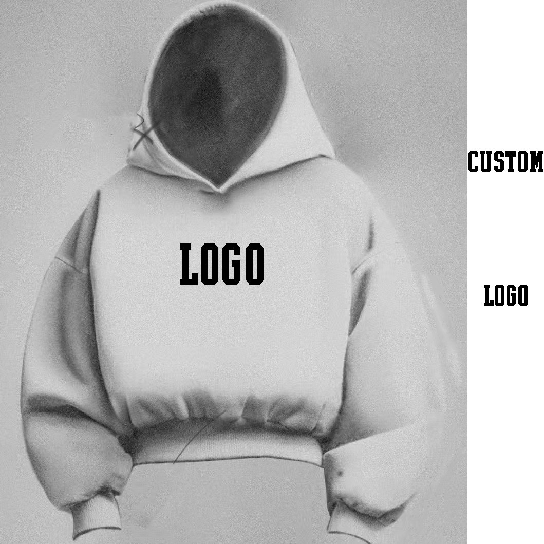 Kanye Style Cut Cropped Hoodies Custom Logo Tops Short Hoodies Heavy Weight Cotton Sweaters High Quality Sweaters For Men
