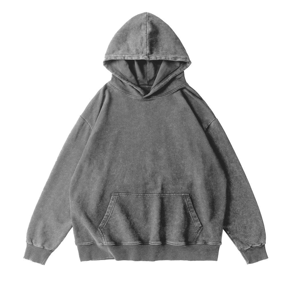 Autumn Winter Custom Embroidery Logo Acid Washed Men's Fleece Oversize Hoodie Fashion Casual Outdoor Street Hoodie Sweater Mens