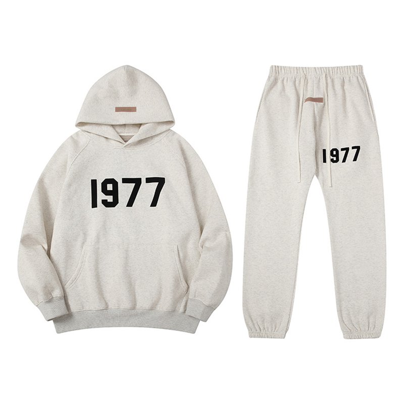 Men's Clothing High Quality 100% Cotton Hoodies and Sweatpants Set Pullover Streetwear Tracksuits Ess 1977 Hoodie for Men