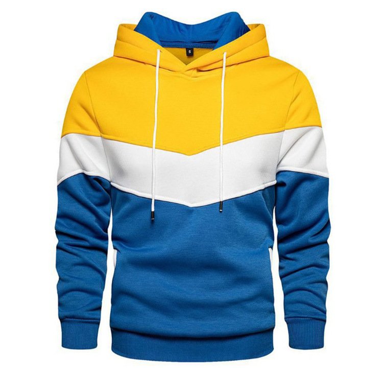 wholesale Hot selling Men's fleece sweater stitching hoodie autumn/winter casual sports sweater plus fleece casual jacket
