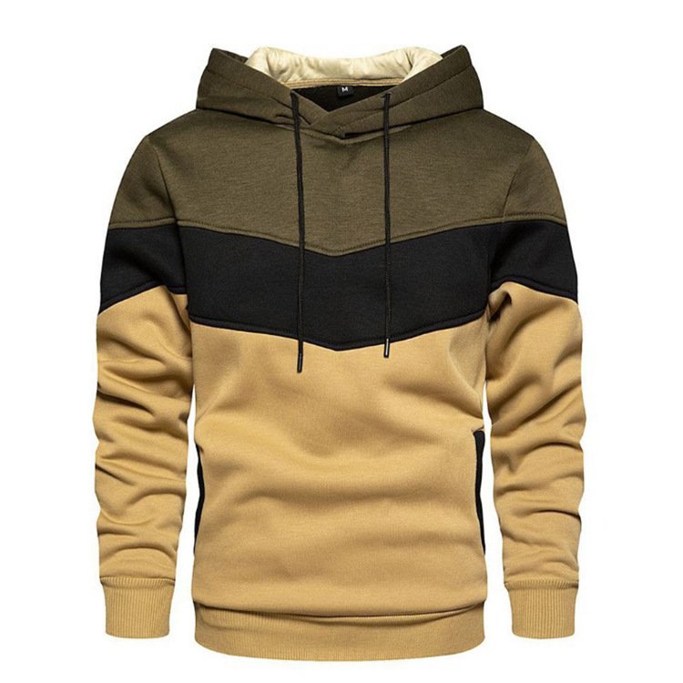 wholesale Hot selling Men's fleece sweater stitching hoodie autumn/winter casual sports sweater plus fleece casual jacket
