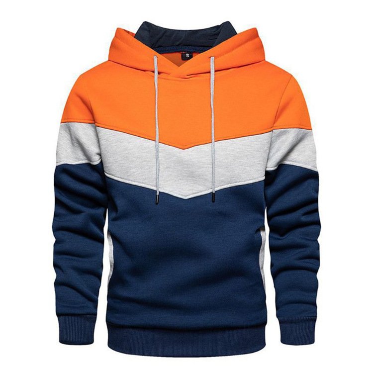 wholesale Hot selling Men's fleece sweater stitching hoodie autumn/winter casual sports sweater plus fleece casual jacket
