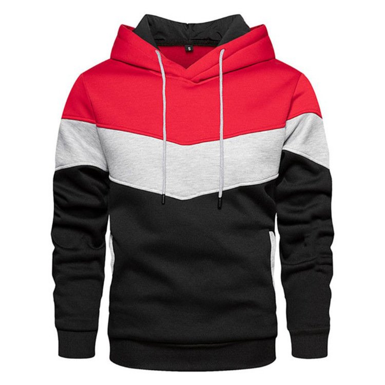 wholesale Hot selling Men's fleece sweater stitching hoodie autumn/winter casual sports sweater plus fleece casual jacket