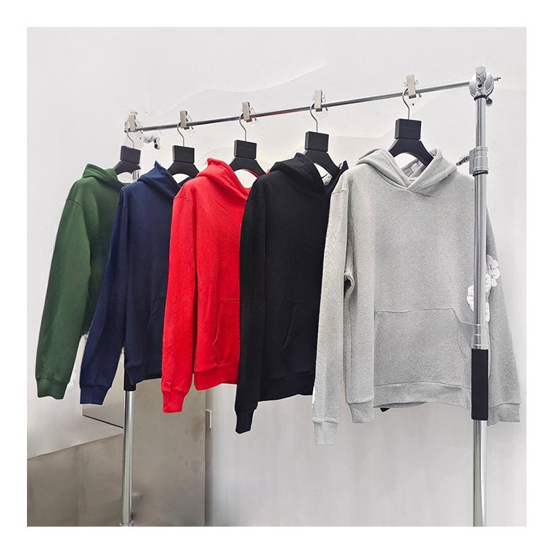 Wholesale Top Quality Heavy Weight Cotton Black Line Label Oversize Denim Puff Print Hoodie And Sweatpants Set Men's Tracksuit