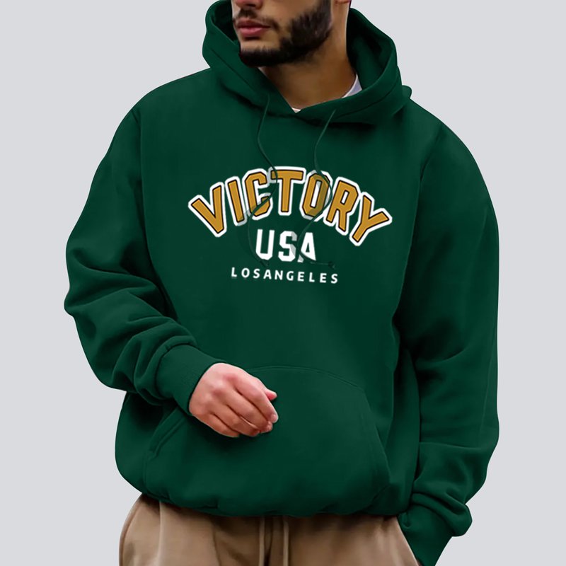 oversized hoodie mens High Quality 100% Polyester VICTORY USA LOS ANGELES letter graphic hoodie print loose Heavy men's hoodies