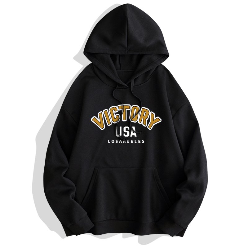 oversized hoodie mens High Quality 100% Polyester VICTORY USA LOS ANGELES letter graphic hoodie print loose Heavy men's hoodies