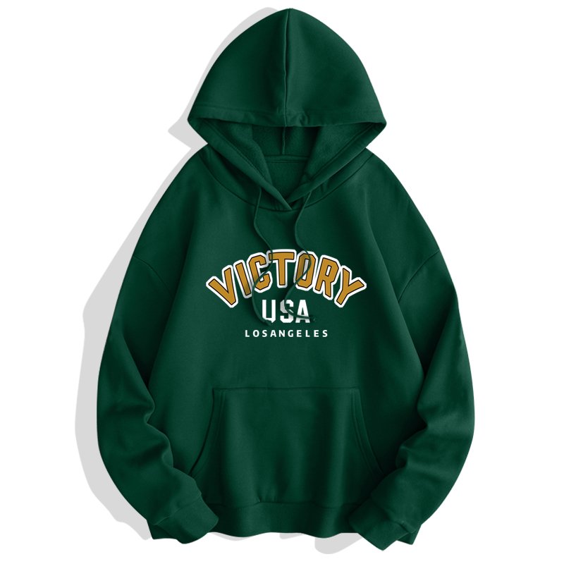 oversized hoodie mens High Quality 100% Polyester VICTORY USA LOS ANGELES letter graphic hoodie print loose Heavy men's hoodies