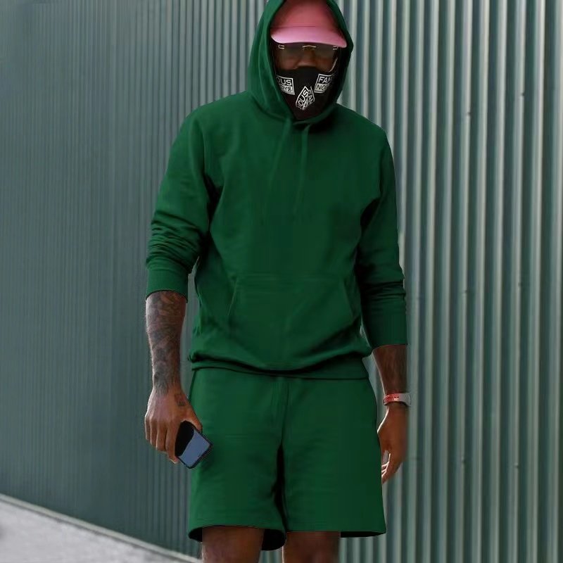 Conyson High Quality Jogging Custom Logo Plain 2 Piece Fleece Sweat Suits Shorts Pants Sweatpants Tracksuit Men Hoodies Set