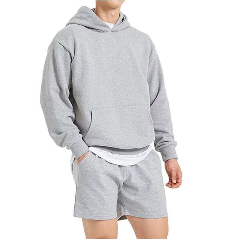 YWGH Oem Brand Streetwear Oversized Hoodie Men Heavyweight French Terry Hoodie Grey Terry Fabric Knitted Hoodies
