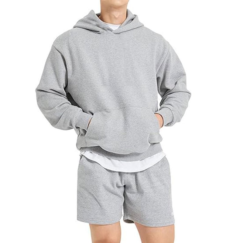 YWGH Oem Brand Streetwear Oversized Hoodie Men Heavyweight French Terry Hoodie Grey Terry Fabric Knitted Hoodies