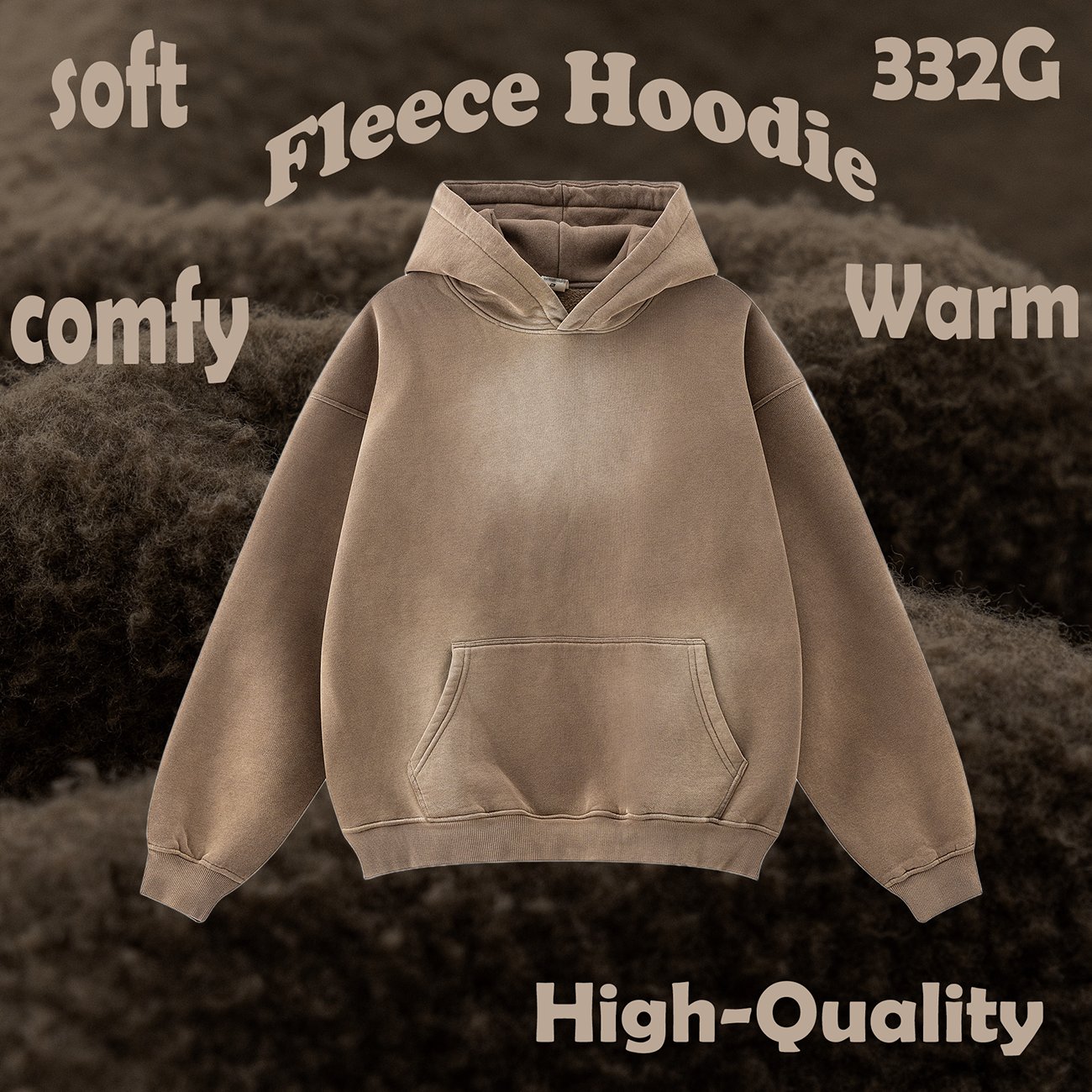 Wholesale Custom No String hooded pullover cotton Fleece Hoodies Drop Shoulder oversized vintage High Quality Acid Wash Hoodie