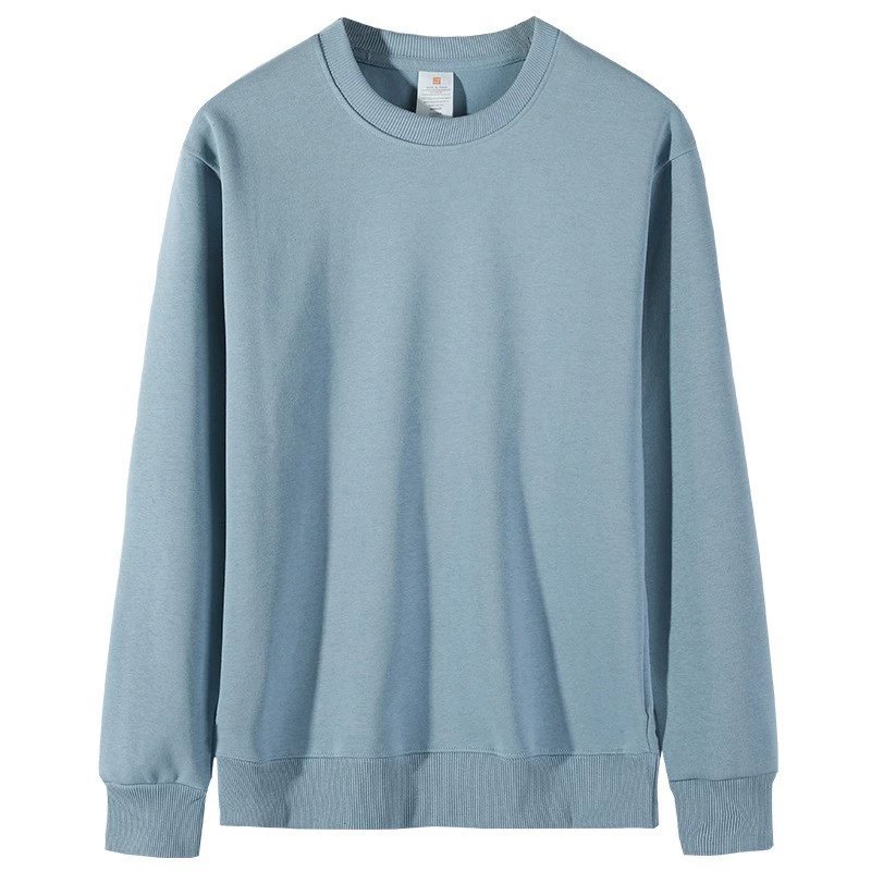 Ready to Ship High Quality 350gsm Heavyweight Cotton Polyester Blend Essential Blank Crew Neck Sweatshirt Custom Logo Printing