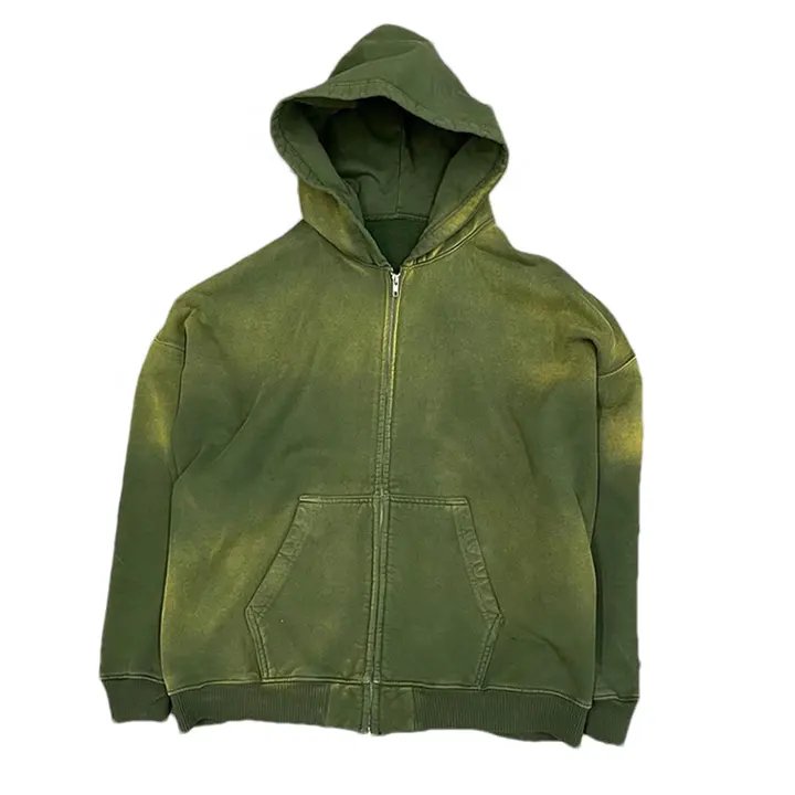 Oem 100% Cotton French Terry Vintage Faded Wash Blank Boxy Custom High Quality Distressed Stonewash Hoodie For Men