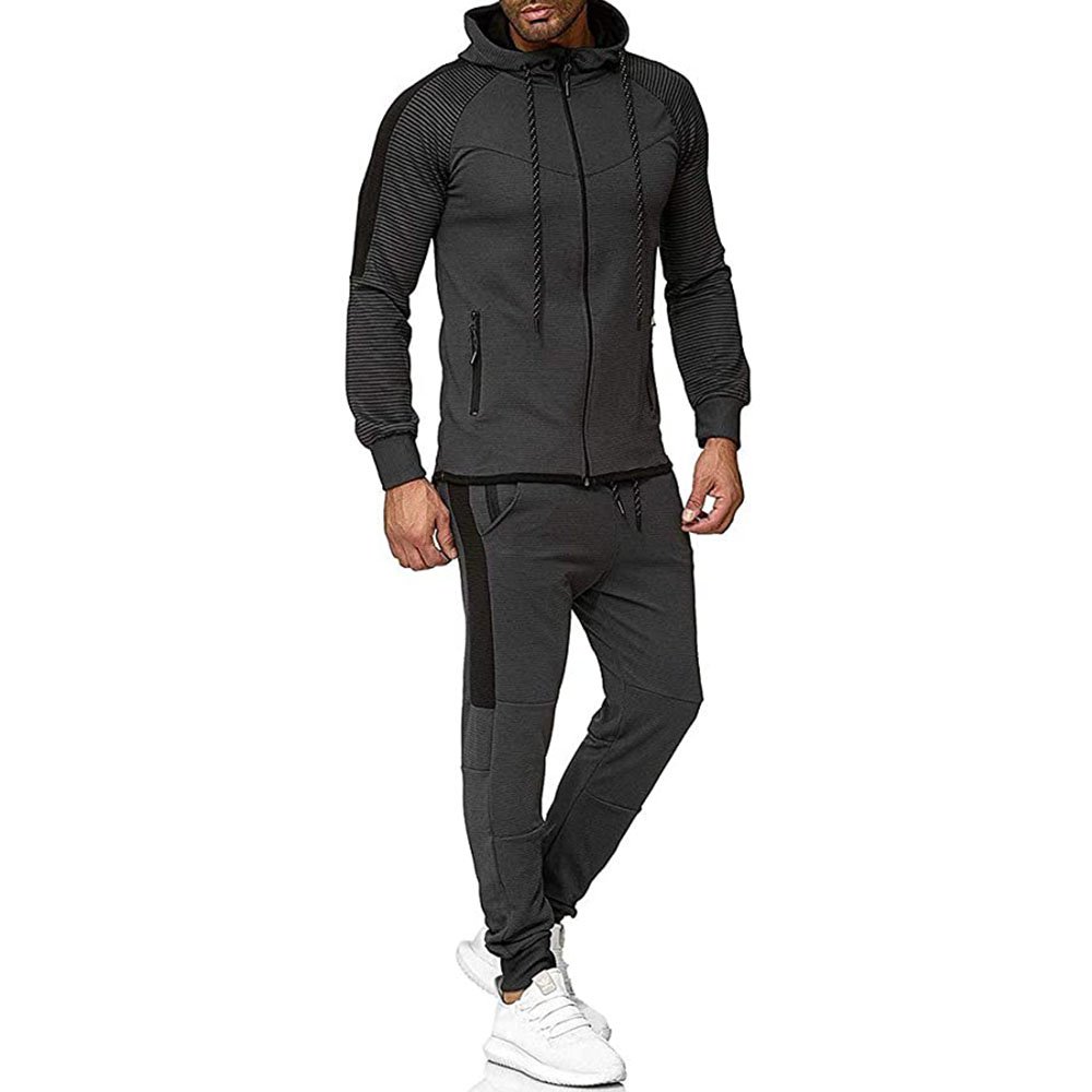OEM Design 69% Cotton 31% Polyester Pink Men Tech Fleece Tracksuit Full Zip Hoodie Joggers Sweatpants Sweatsuit
