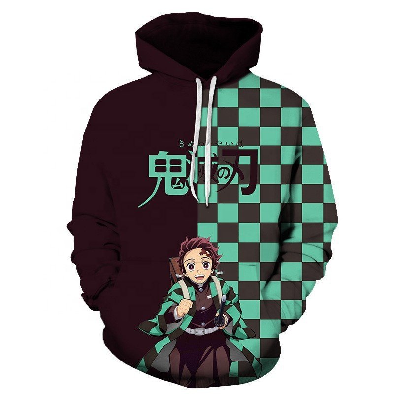 Anime Demon Slayer Hoodie Kamado Tanjirou Agatsuma Zenitsu Hashibira Inosuke Printed Hooded Sweatshirt Pullover