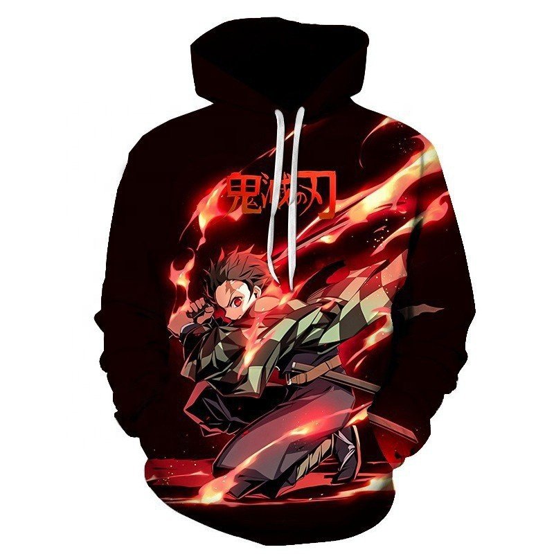 Anime Demon Slayer Hoodie Kamado Tanjirou Agatsuma Zenitsu Hashibira Inosuke Printed Hooded Sweatshirt Pullover