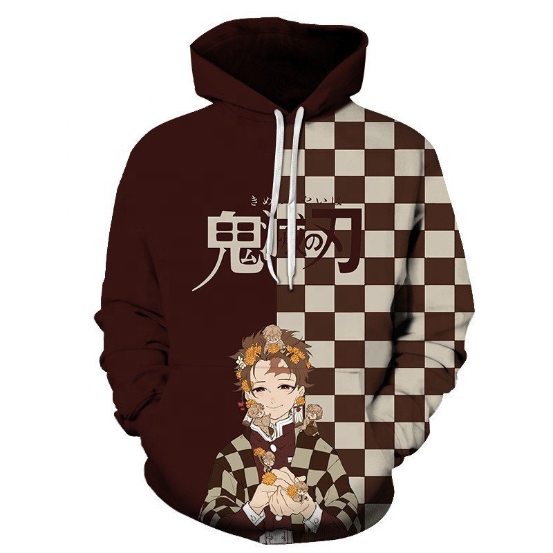 Anime Demon Slayer Hoodie Kamado Tanjirou Agatsuma Zenitsu Hashibira Inosuke Printed Hooded Sweatshirt Pullover