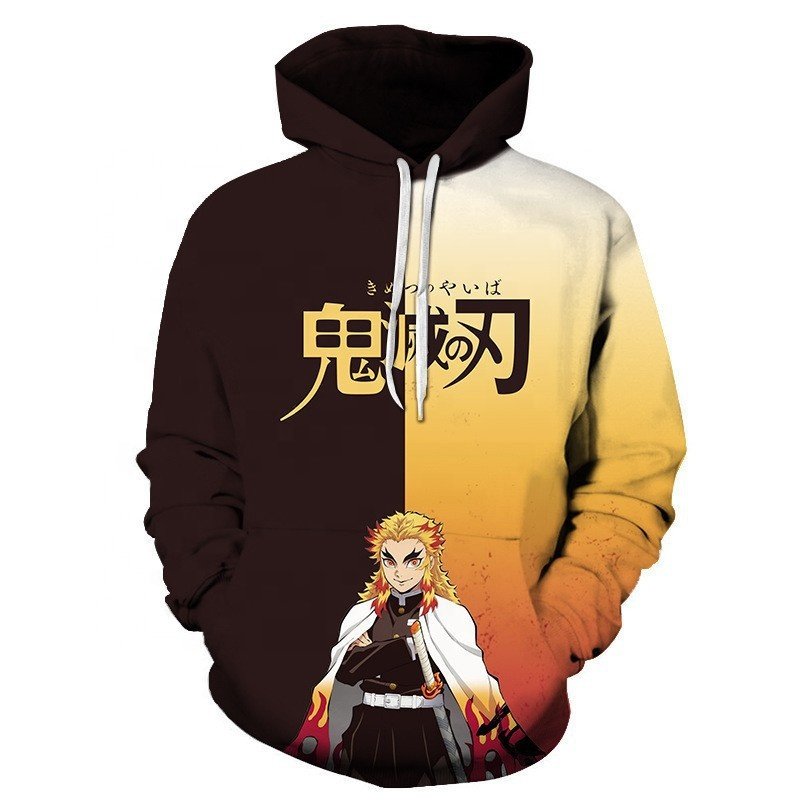 Anime Demon Slayer Hoodie Kamado Tanjirou Agatsuma Zenitsu Hashibira Inosuke Printed Hooded Sweatshirt Pullover