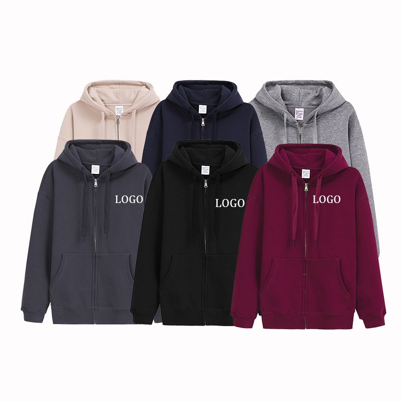 ODM/OEM Wholesale Custom Print Logo Hoodie Men's Puls Size Zip-Up Fleece for Winter Available in Black Color