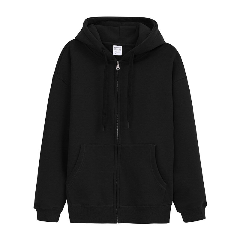ODM/OEM Wholesale Custom Print Logo Hoodie Men's Puls Size Zip-Up Fleece for Winter Available in Black Color
