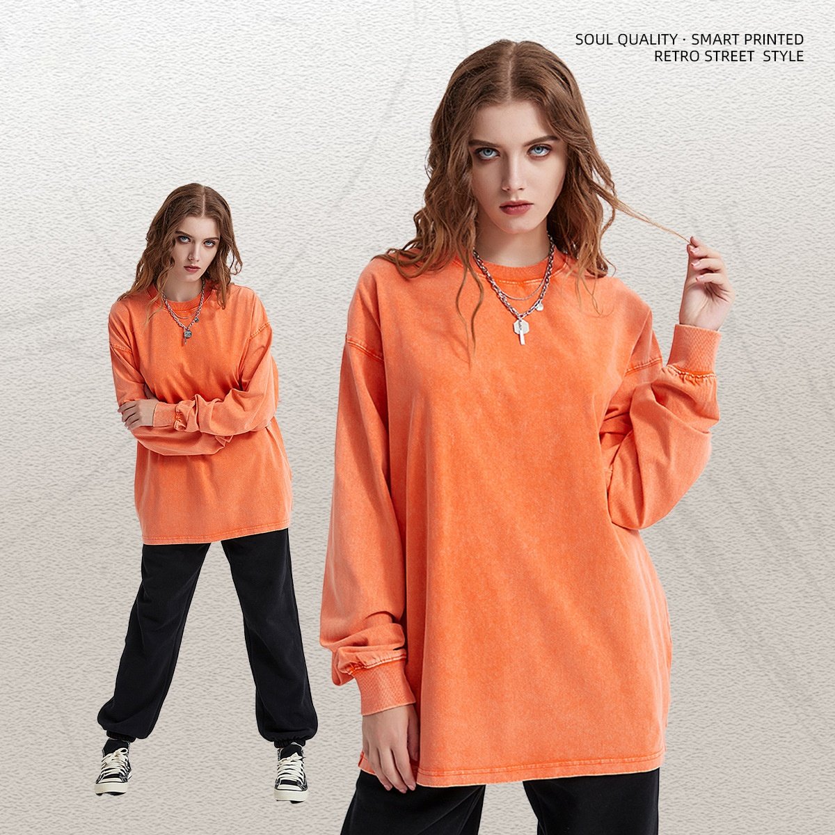 Trendy Brand New Wax Dyed 250 Gsm Long Sleeve Autumn/Winter Solid Color Pullover Washed Vintage Men's Hoodies