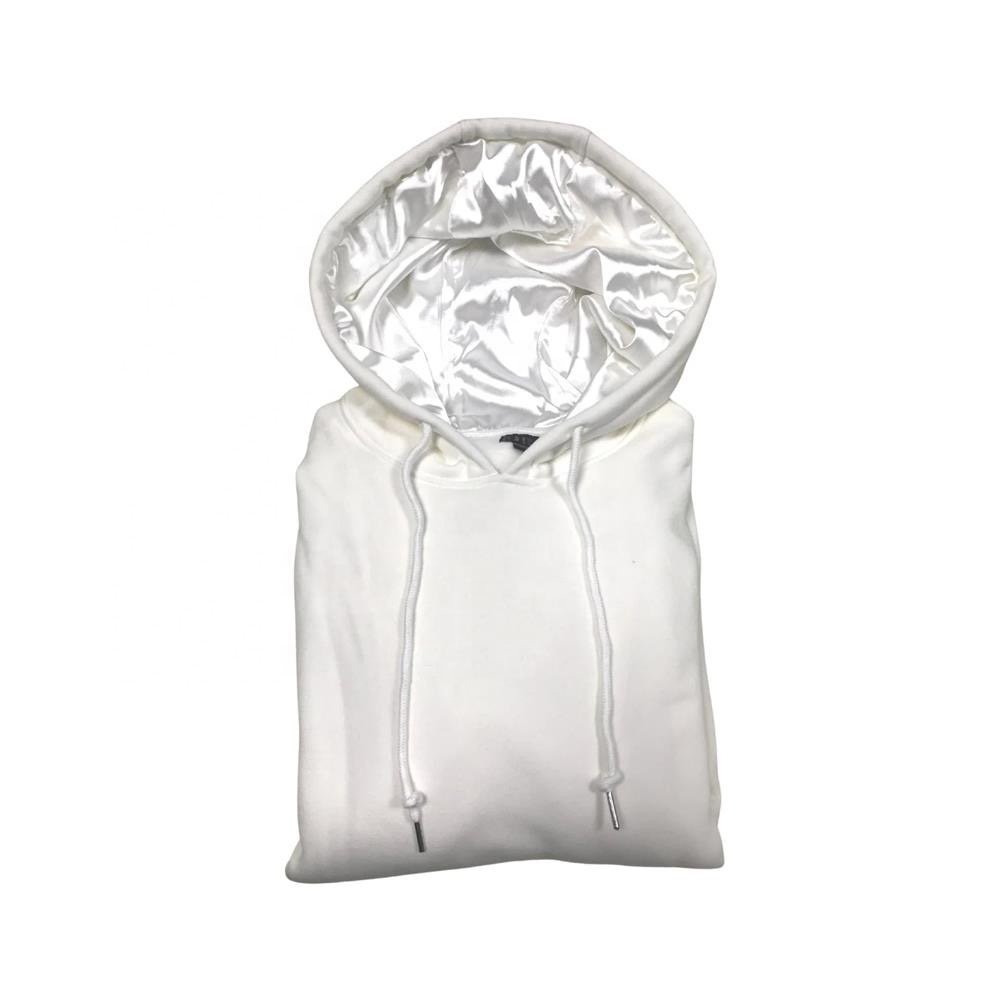 Plain hooded pullover silk men satin lined hoodie with silk hood