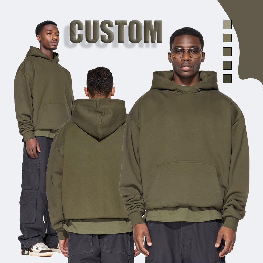 Wholesale men's hoodies 100% cotton heavyweight oversized boxy custom puff printing hoodie 500gsm streetwear hoodies for man