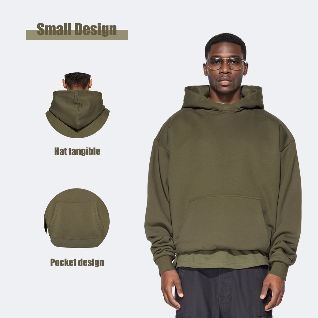 Wholesale men's hoodies 100% cotton heavyweight oversized boxy custom puff printing hoodie 500gsm streetwear hoodies for man