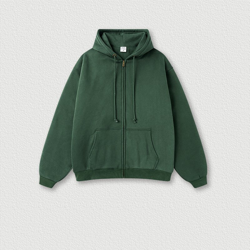 Winter Wholesale Heavy Thick 400GSM Cotton Fleece Custom Design Zipper Men's Hoodies Jacket