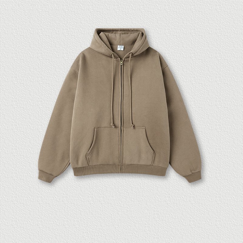 Winter Wholesale Heavy Thick 400GSM Cotton Fleece Custom Design Zipper Men's Hoodies Jacket