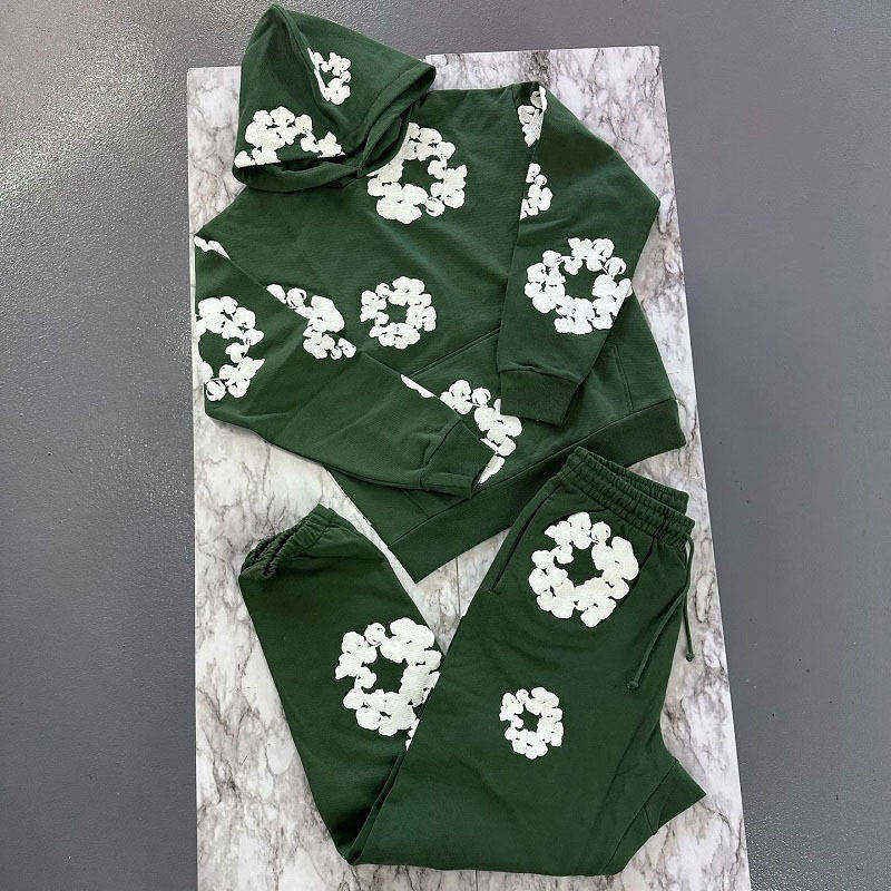 High Quality 100% Cotton Men's Clothing Hoodies Sweatshirts Streetwear Tracksuits Denim Puff Printing Teares Hoodie for Men