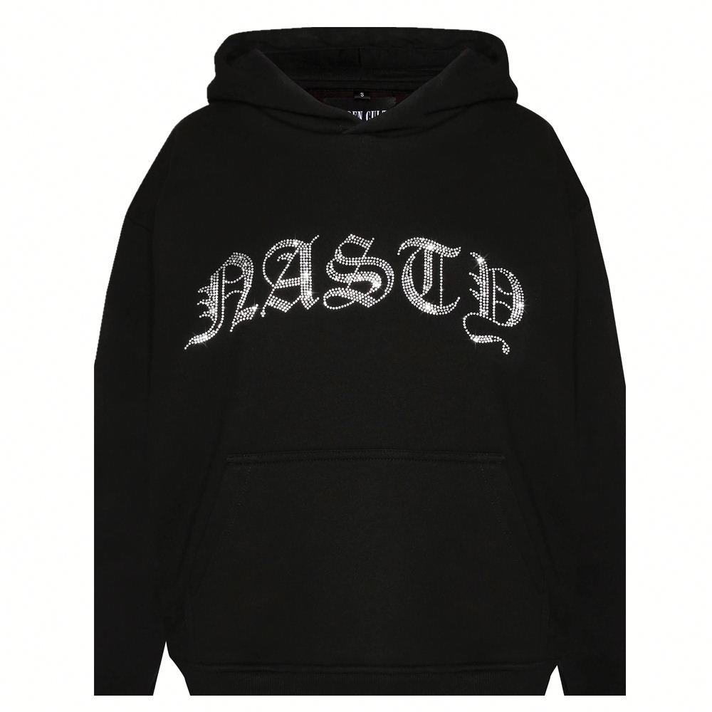 Custom Rhinestone Hoodie for Plus Size Men High Quality Sweatshirts with Unique Rhinestone Design