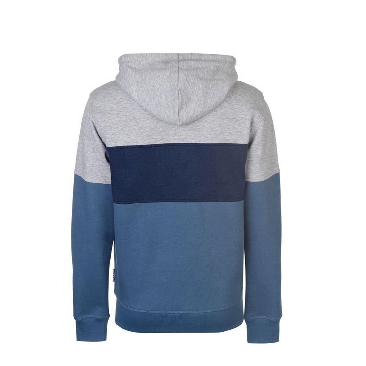 Custom Fashion Streetwear Multi Men's Hoodies, 3 Color Block Zip Up Hoodie