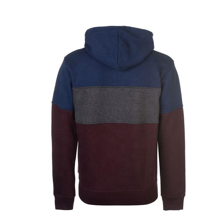Custom Fashion Streetwear Multi Men's Hoodies, 3 Color Block Zip Up Hoodie