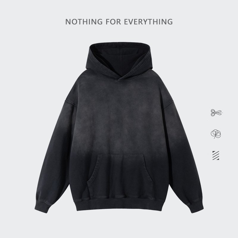 Washed do old sweatshirt ti de tops men's and women's sweatshirts vintage gradient color hanging dye 420G heavyweight cotton