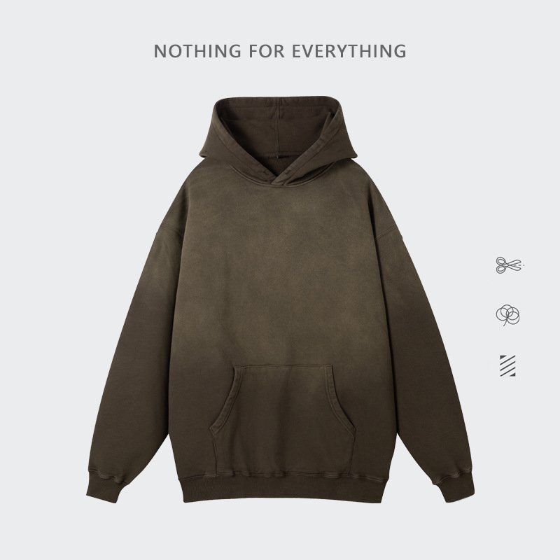 Washed do old sweatshirt ti de tops men's and women's sweatshirts vintage gradient color hanging dye 420G heavyweight cotton