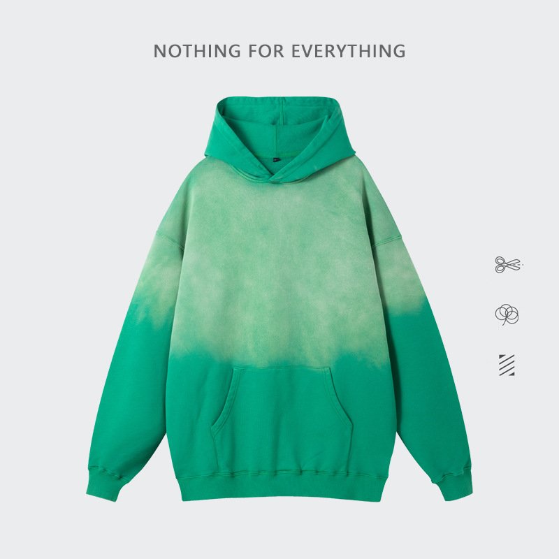 Washed do old sweatshirt ti de tops men's and women's sweatshirts vintage gradient color hanging dye 420G heavyweight cotton