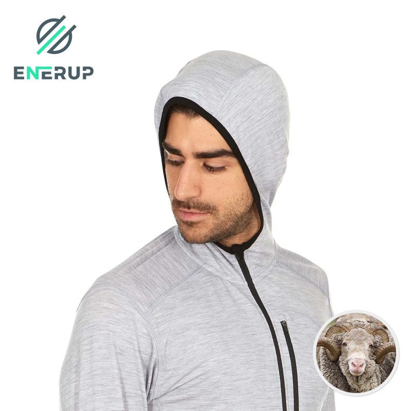 Enerup OEM modal hoodie custom Merino Wool 1/4 zip men's hoodies print sweatshirt men's hoodies & sweatshirts