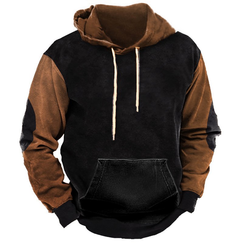 High Quality Vintage Street Style Men's Oversized Embroidery Logo Hoodie Loose Casual Pullover Fleece Fabric Winter Hooded