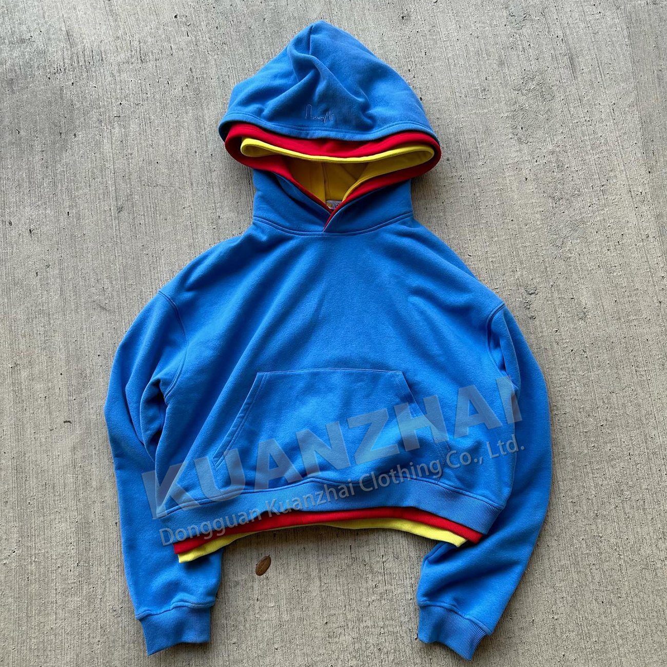 Custom clothing french terry blank sweatshirts man oversized boxy pullover triple double layer plain drop shoulder men's hoodie