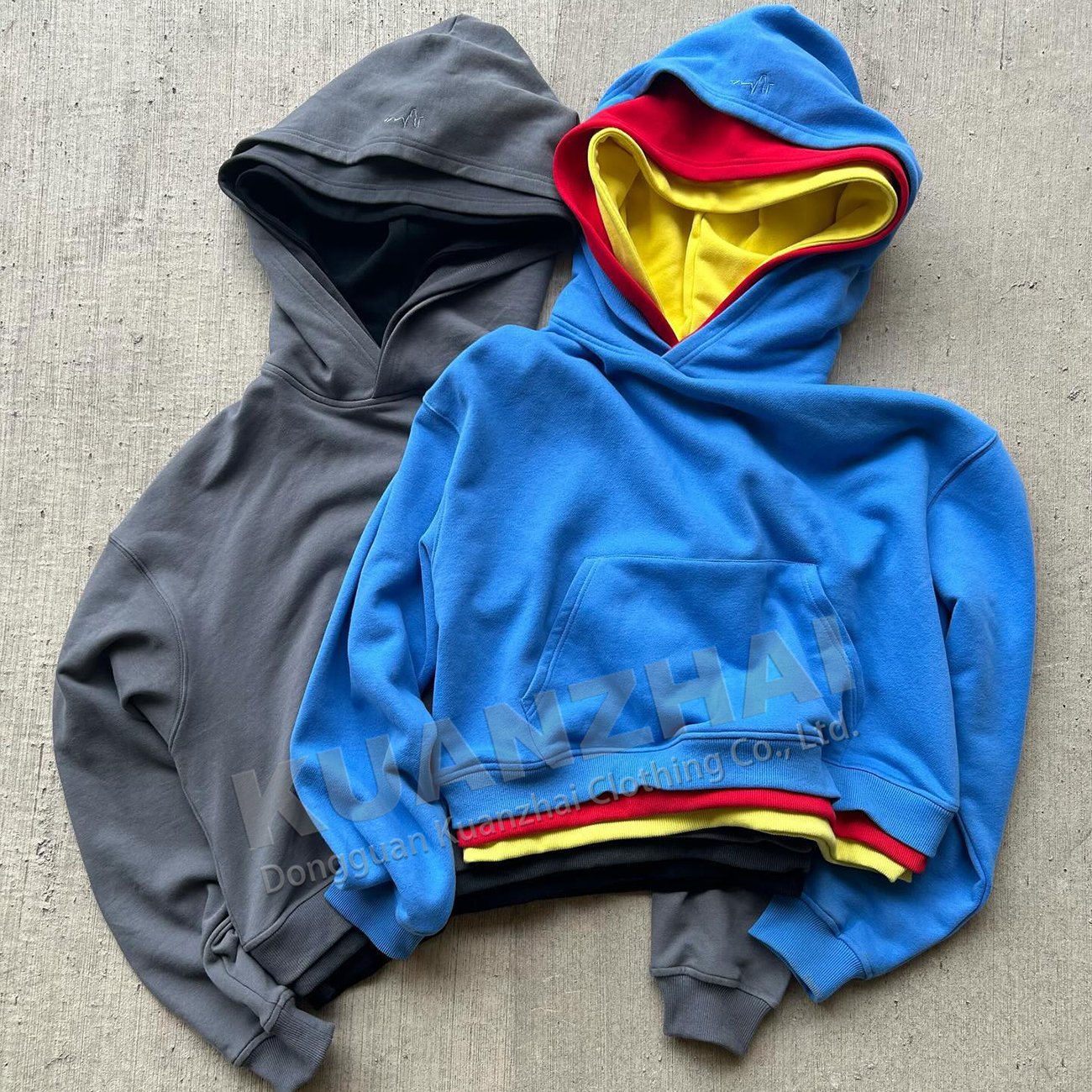 Custom clothing french terry blank sweatshirts man oversized boxy pullover triple double layer plain drop shoulder men's hoodie
