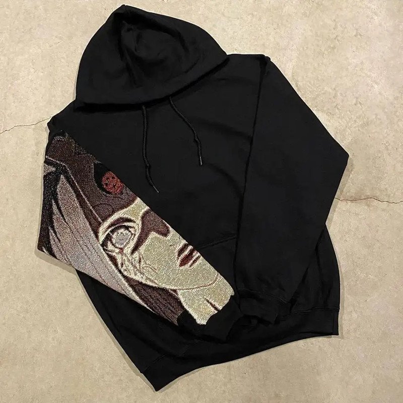 Fashionable Custom Jacquard Woven Tapestry Anime Hoodie Unisex Sleeve Print Men Anime Hoodie
