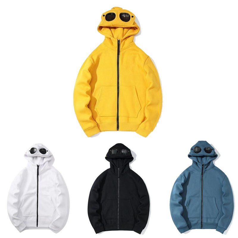 Can add LOGO Fashion unisex casual street wear long sleeve full zipper up blank patchwork round lens hoodies