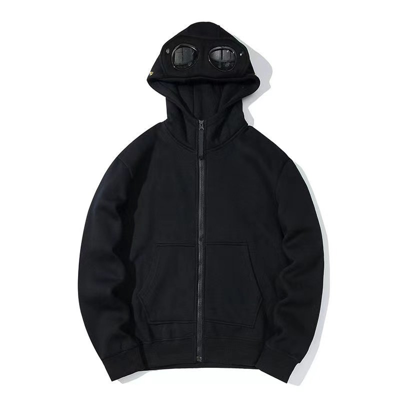 Can add LOGO Fashion unisex casual street wear long sleeve full zipper up blank patchwork round lens hoodies
