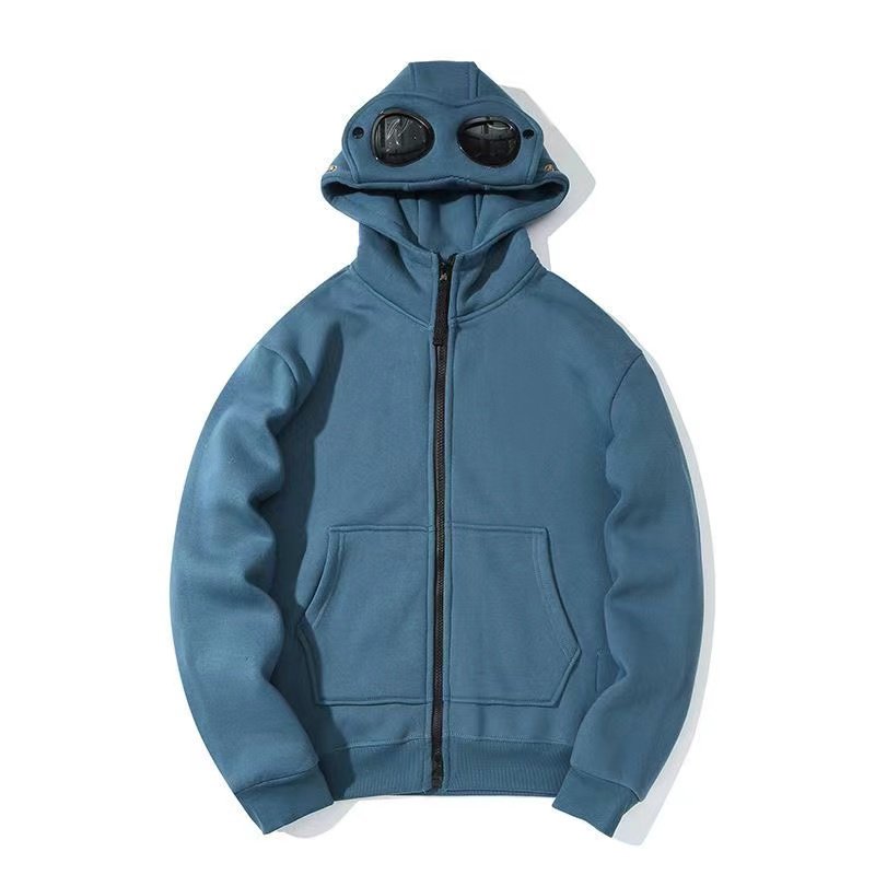 Can add LOGO Fashion unisex casual street wear long sleeve full zipper up blank patchwork round lens hoodies
