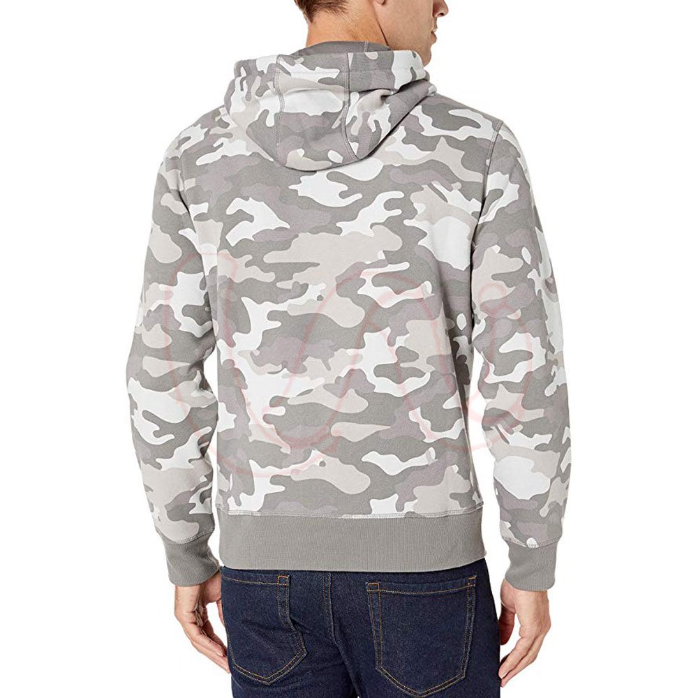 High Quality OEM Pullover Hoodie for Men New Fashion Camouflage Print with Pockets Polyester Fleece Hood Collar Plain Pattern